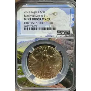 2021 $50 American Gold Eagle Family of Eagles T-1 Mint Error MS 69 (Eagle Core) (2)