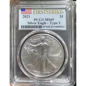 2021 American Silver Eagle PCGS MS69 First Strike Type 1 (2)