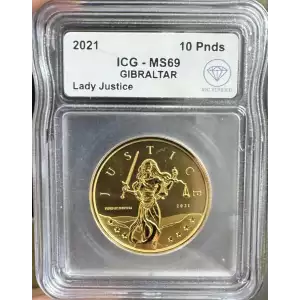 2021 Gold Gibraltar Lady Justice ICG MS-69 IDC Verified