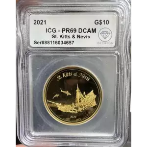 2021 Gold St. Kitts and Nevis ICG MS-69 DCAM IDC Verified (2)