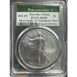 2021 P$1 MS70 PCGS T-1 Emergency Issue