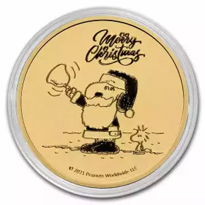 2021 Peanuts Snoopy Woodstock Christmas 1 oz Gold Coin (2)