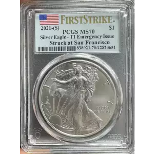 2021-(S) $1 Silver Eagle - T1 Emergency Issue Struck at San Francisco First Strike