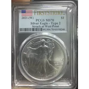 2021-(W) $1 Silver Eagle - Type 2 Struck at West Point First Strike