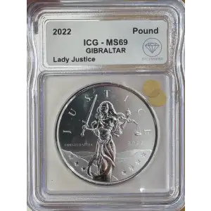 2022 Gibraltar Silver Lady Justice ICG MS69 IDC Verified (2)