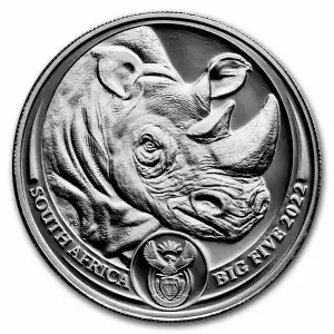 2022 South Africa 1 oz Platinum Big Five Rhino Proof (COA & Box)