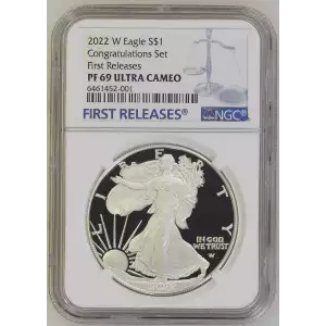 2022 W American Silver Eagle NGC PF69 Ultra Cameo FR Congratulations set (2)