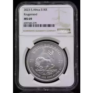 2023 1 oz South African Silver Krugerrand Coin MS69 NGC