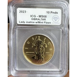2023 Gold Gibraltar Lady Justice ICG MS-68 IDC Verified (2)