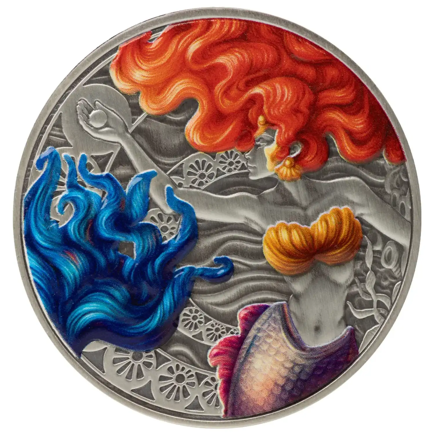 2025 1 oz Samoan - Mermaid & Pearl Antique & Colorized Silver Coin ...