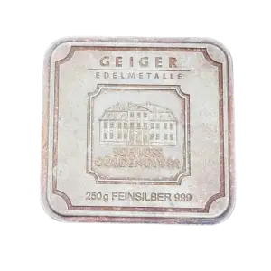 250 Gram Geiger Silver Bar (Toned)
