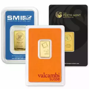 5 Gram Gold Bar Carded Various Mints