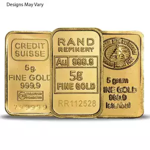 5 Gram Gold Bar Uncarded Various Mints