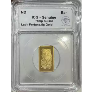 5 Gram PAMP Suisse Lady Fortuna Gold Bar ICG Genuine IDC Verified