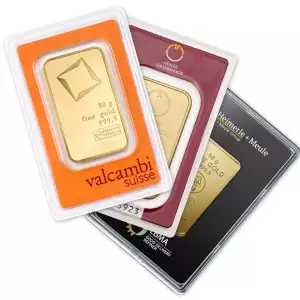 50 g Carded Gold Bar Various Mints 