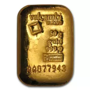 50g Valcambi Poured Gold Bar