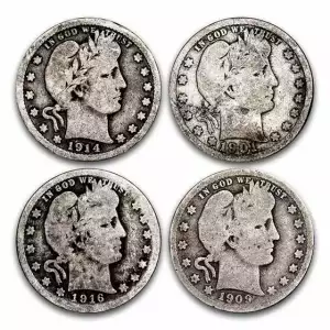 90% Barber Silver Quarter - Circulated