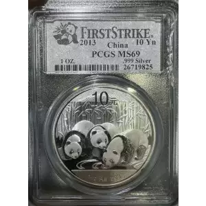 China 1oz Silver Panda PCGS MS 69 (2013)