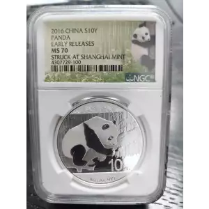 China S10Y PANDA EARLY RELEASES MS 70 STRUCK AT SHENZHEN MINT 