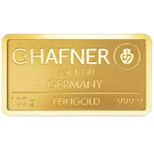 G Hafner Germany 100 Gram Gold Bar