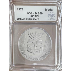 Israel 1 oz Platinum Round 25th Anniversary Medal