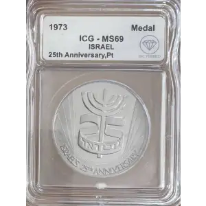 Israel 1 oz Platinum Round 25th Anniversary Medal
