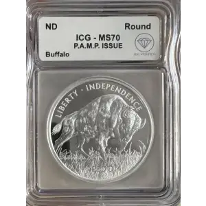 ND 1 oz PAMP Suisse Silver Buffalo Round ICG MS70 IDC Verified (2)