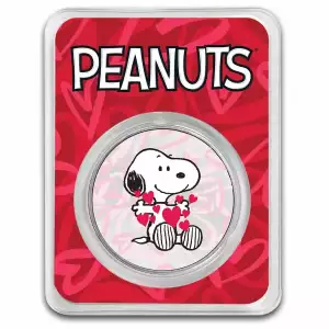 Peanuts Valentine's Snoopy with Hearts - 1 oz Colorized Silver (2)