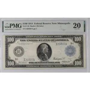 $100 1914 Blue Seal Federal Reserve Notes 1116 (2)