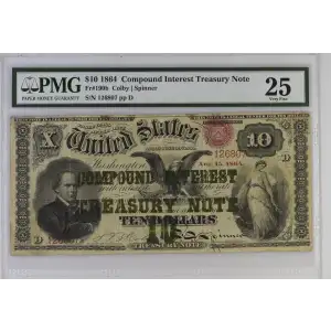 $10  Red Treasury seal Compound Interest Treasury Notes 190b (2)