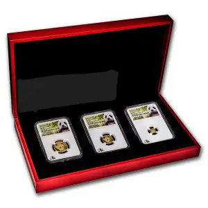 2018 China 3-Coin Gold Panda Mini Prestige Set MS-70 NGC First Day of Issue