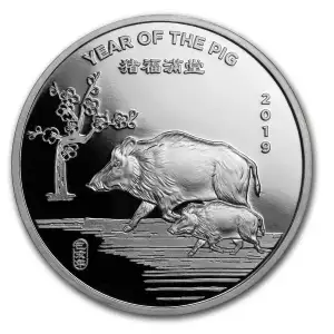 2019 1 oz Silver Year of the Pig Apmex Round