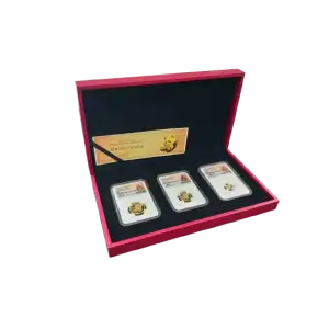 2019 China 3-Coin Gold Panda Mini Prestige Set MS-70 NGC First Day of Issue