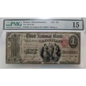 $1 Original red with rays, red serial no., without bank charter no. First Charter Period 380a