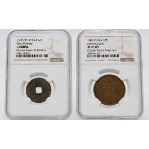 Charles Tanant Collection Set: 1906 Kwangtug XF45 BN, 1736-96 QingDynasty GEN. (5)
