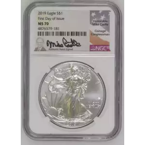 2019 NGC First Day of Issue MS70 - Honorable Mike Castle Signed