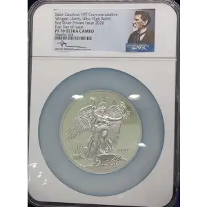 2020 5oz Silver Saint-Gaudens NPF Comm. NGC PF70 Winged Liberty UHR FDOI UC (B/C (4)