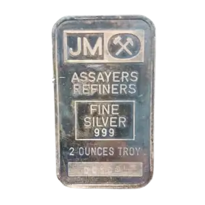 2 oz JM Johnson Matthey Silver Bars VINTAGE Toning