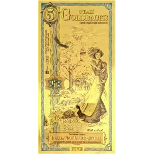 Utah 5 Goldback Note