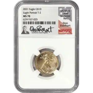 2021 $10 American Gold Eagle T2 NGC MS70 Everhart Signed
