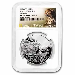 2016 South Africa 1 oz Silver Big Cat Series Cheetah NGC PF70 Ultra Cameo