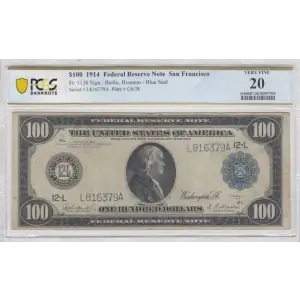 $100 1914 Blue Seal Federal Reserve Notes 1130 (2)