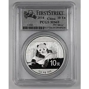 2014 China 1 oz Silver Panda Coin PCGS MS-70 FirstStrike