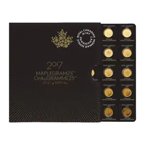 Any Year 25x 1 gram Gold Maple Leafs Maplegram25™