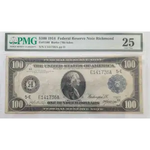 $100 1914 Blue Seal Federal Reserve Notes 1100