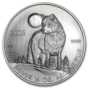 2006 1/2oz Canadian Silver Timber Wolf Coin (Various Condition) (2)