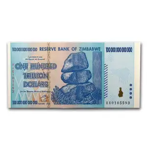 100 Trillion Zimbabwe Banknotes 2008 AA Series Uncirculated