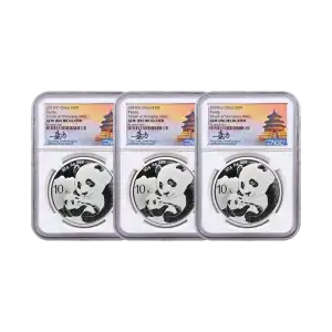 2019(G)(Y)(S) China 33g Silver Panda 3Coin Set FR NGC MS70 TongFang Signed (Box)