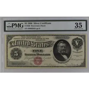$5 1886 Small Red, plain Silver Certificates 260