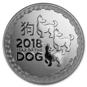 2018 Niue 1 oz Silver $2 Lunar Year of the Dog